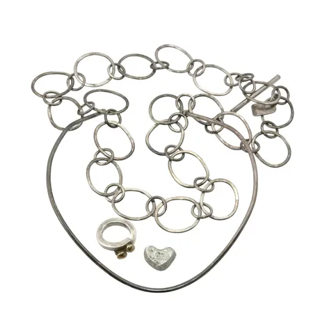 Parti silversmycken, 925/1000, inklusive ring med 2 massiva guldpärlor, 18K, Vikt: 144,6 g