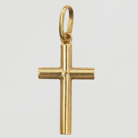 Hänge kors längd inkl ögla 25mm, bredd 2-11mm, 18K. Vikt: 0,6 g