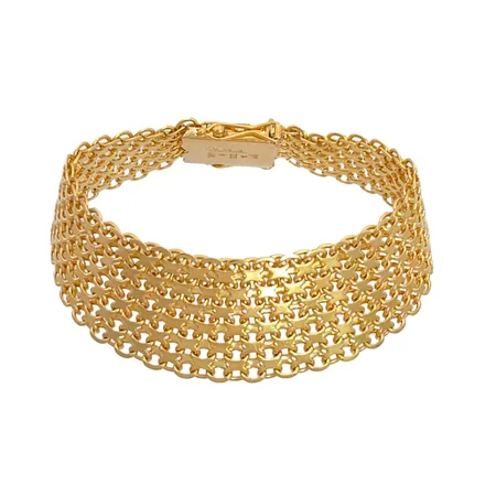 Armband X-länk i 18K guld, sexradig modell, Ekeblad Ädelsmide (IED), Ljungby, svensk kontrollstämpel, längd knäppt 18,5 cm, bredd 19 mm, tjocklek 1,7 mm, fint skick Vikt: 37,1 g