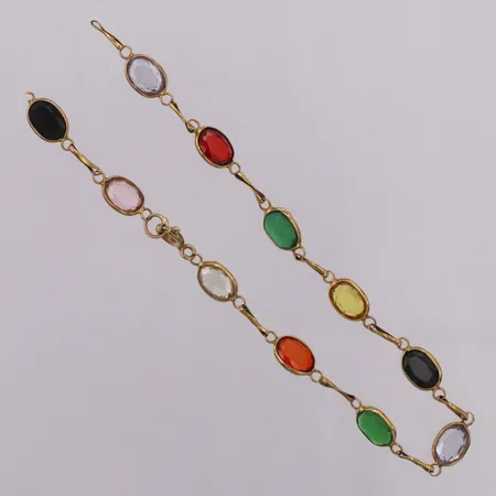 Armband med färgade stenar, längd 18,5cm, bredd 5,4mm, defekt 14K Vikt: 3,6 g
