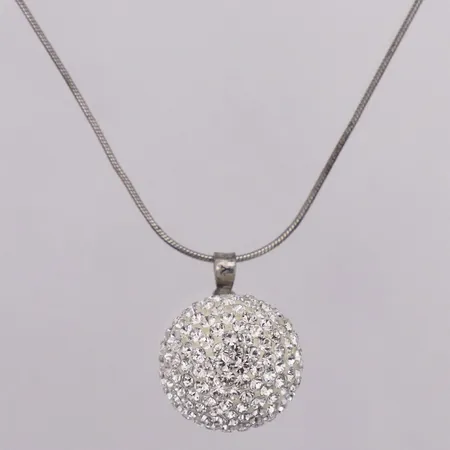 Collier med vita stenar längd 41-46cm, bredd 0,8mm Ø17mm, silver 925/1000 Vikt: 7 g