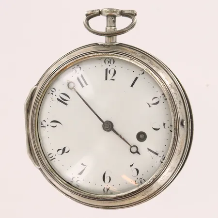 Fickur, spindelgång, John Ward, London, verksam 1784-99, Ø52mm, defekt, glas medföljer löst, silver, bruttovikt 110,2g