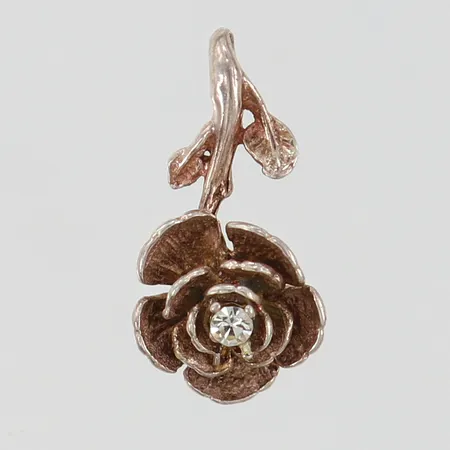 Hänge ros med vit sten 18,2mm, bredd 9,3mm, GFAB, silver 925/1000 Vikt: 0,9 g