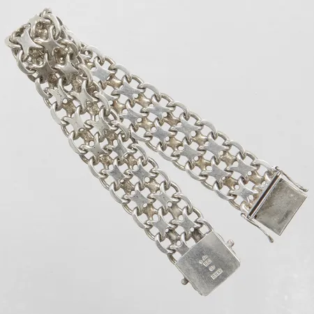 Armband X-länk, längd 19cm, bredd 15,5mm, svenska stämplar, 925/1000 Vikt: 39,6g Vikt: 39,6 g