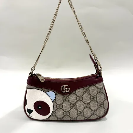 Väska Gucci Supreme Ophidia Canvas Panda mini bag modellnr: 818763 serienr: 2067 19x4x11cm läder canvas, beslag i gulmetall, kvitto från Gucci Birger Jarlsgatan 2025, dustbag, ytterkartong, påse