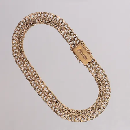 Armband tvåradig Bismarck, längd 20cm bredd 7,6mm. 18K Vikt: 11,5 g