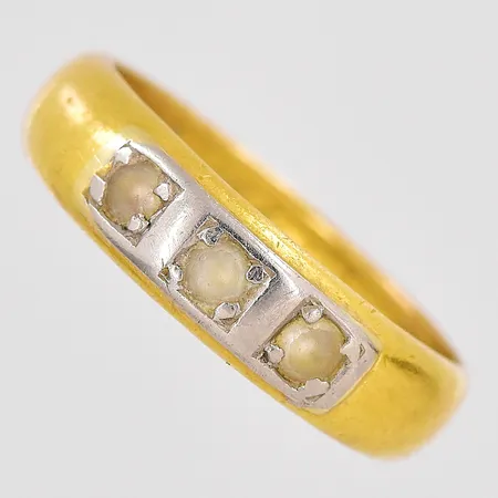 Ring stl:14¾ skev skena defekta stenar graverad 23K Vikt: 3,9 g
