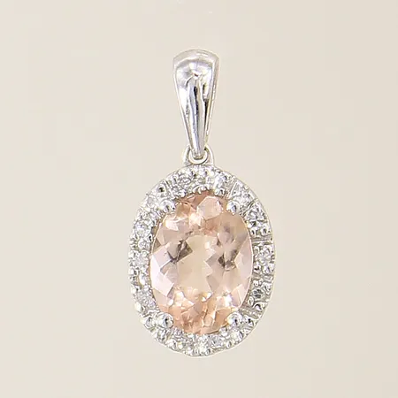 Hänge med champagnefärgad sten samt 8/8-slipade diamanter 10 x ca 0,005ct 15x7,4mm vitguld 18K Vikt: 0,9 g