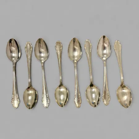 8 Kaffeskedar Haga 12,5cm. 830/1000 silver Vikt: 116,4 g