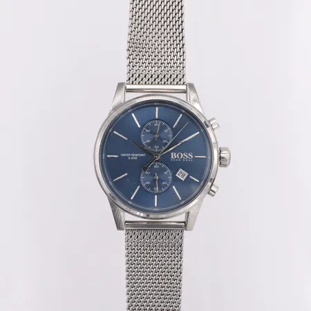 Herrur Hugo Boss Jet Ø41mm, stål quartz datum kronograf, refnr: HB.275.1.14.29263 srn: 8.650.289, stållänk OH3S 2531, repor på boett samt glas, inga övriga tillbehör