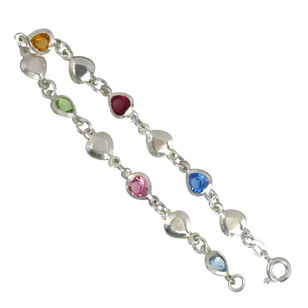 Armband silver 925/1000 färgade stenar, längd 17 cm, bredd 6,5 mm, tillverkarstämpel CCC, fint skick Vikt: 3,9 g
