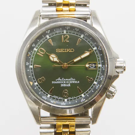 Herrur Seiko Alpinist, stål, 39mm, automatisk, ref: 6R15-00E1 serienr 810853, slitenm stållänk ej original, inga tillbehör,