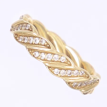 Ring med vita stenar stl:17 bredd 4mm 18K  Vikt: 4,7 g
