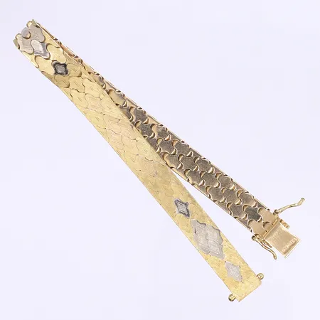 Armband 18cm bredd 8mm kistlås, trefärgad 18K Vikt: 23,4 g