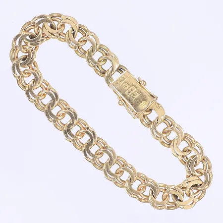Armband Bismarck 18cm bredd 10mm tillv. Stockholms Ädelsmide Ab, kistlås, 18K Vikt: 28,8 g