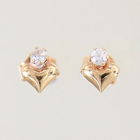 Ett par örhängen med vita stenar GHA 4x6mm 18K Vikt: 0,4 g