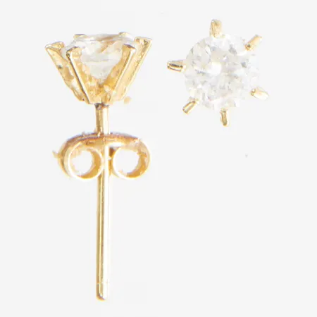 Örhängen vita stenar, Ø6mm, stift, 14K Vikt: 0,9g Vikt: 0,9 g