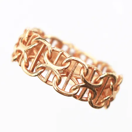 Ring X-länk med stav, stl:15, bredd:6mm, 18K. Vikt: 2,8 g