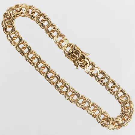 Armband Bismarck längd 20cm, bredd 7mm, Hedens Guldsmeds Ab Bröderna, Ängelholm år 1960, 18K. Vikt: 20 g
