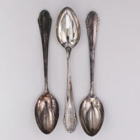 Tre Kaffeskedar Haga längd 12,5cm, Skandia Silver-& Nysilver Ab år 1949 silver 830/1000 Vikt: 43,7 g