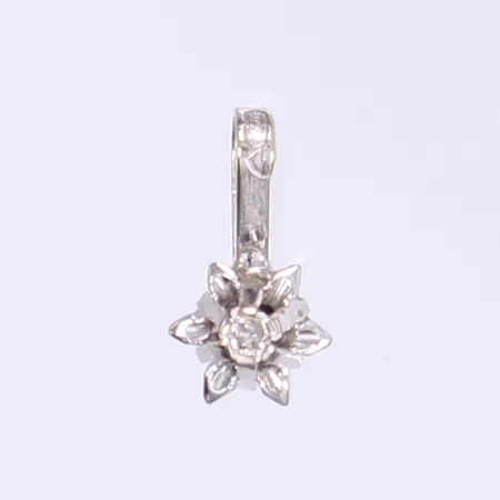 Hänge blomma med diamant totalt 1xca 0,005ct 10x6mm vitguld 18K Vikt: 0,4 g
