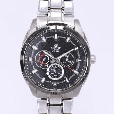 Herrur Casio Edifice Ø43mm, quartz, EF-327, 2364, mycket sliten, går ej troligen batteribyte, kort stållänk, inga tillbehör