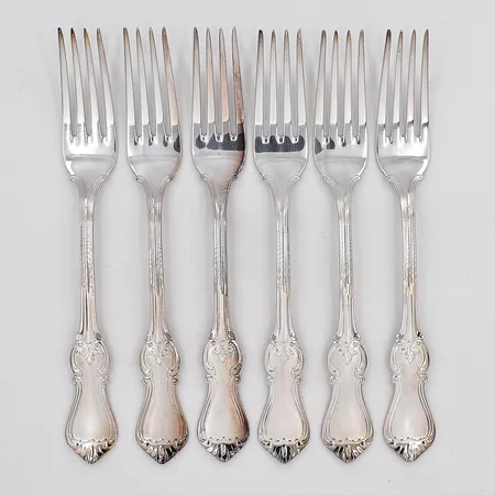 6 Bordsgafflar modell Olga längd ca 18cm silver 830/10000 schatull medföljer Vikt: 243,8 g