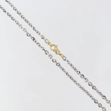 Kedja slipad/rundad Ankar längd 45cm bredd 3mm lås i guld vitguld 18K.  Vikt: 11,2 g