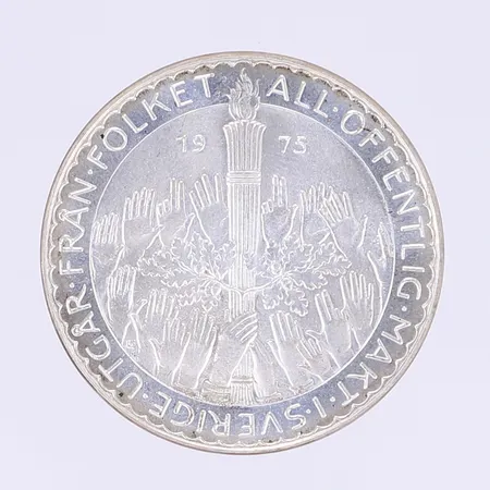 Minnesmynt 50kr 1975 All Offentlig Makt I Sverige Utgår Från Folket Ø36mm silver 925/1000 Vikt: 26,9 g