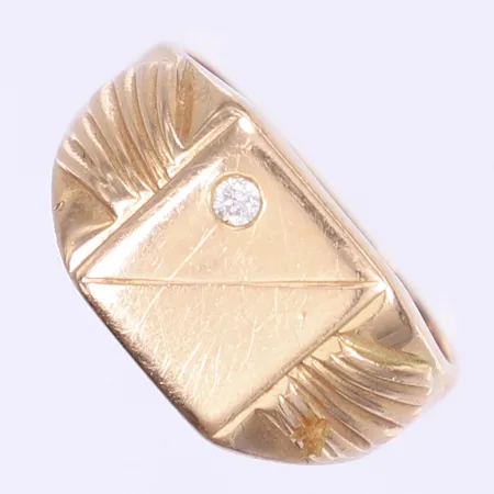 Klackring med diamant 1xca 0,04ct stl:20½ bredd 4-13mm 14K Vikt: 6,9 g