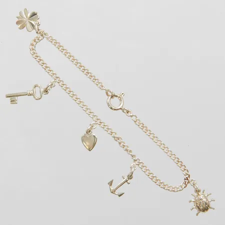Armband med berlocker, längd 15,5cm, 835/1000 silver Vikt: 4,0g Vikt: 4 g