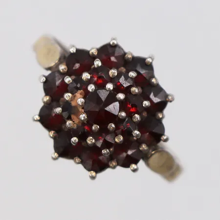 Ring med granater, stl:16¼, 830/1000 silver. Vikt: 2,8 g