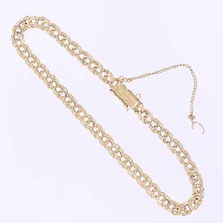 Armband Bismarck 18cm bredd 4mm kistlås med endast en säkerhetsåtta, säkerhetskedja defekt, 18K Vikt: 5,6 g