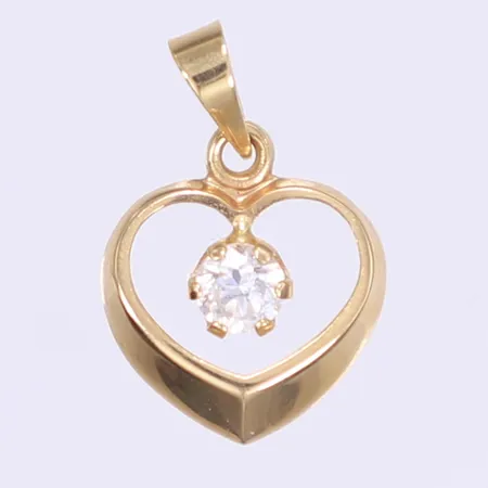 Hänge hjärta med vit sten 17x12mm 18K Vikt: 0,7 g
