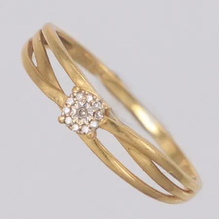 Ring med diamanter 11x ca 0,005ct 8/8-slipade stl:18½, bredd 4,3mm, GHA, 18K  Vikt: 1,8 g