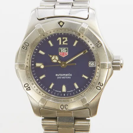 Armbandsur Tag Heuer, 2000, automatisk, datum, 33,5mm, ref.nr: WK2211, serienr: EHO198, stållänk, certifikat daterat 1999, manual, etui, ytterbox