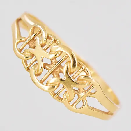 Ring X-länk stl:17½ ovandel bredd 7mm GFAB 18K Vikt: 1,7 g