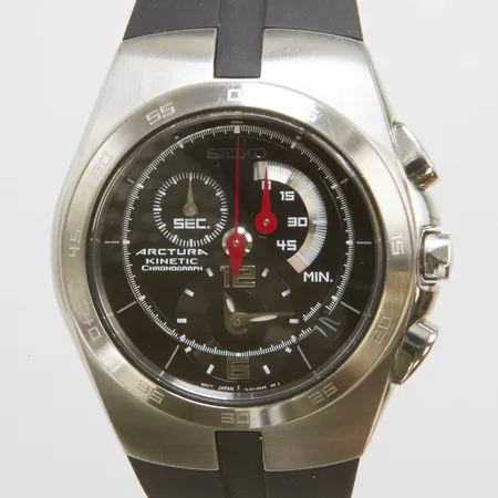 Herrur Seiko Arctura kinetic chronograph, datum, 43mm, automatisk, stål, srn: 372531, ref:7L22-0AA0, gummiband, inga tillbehör
