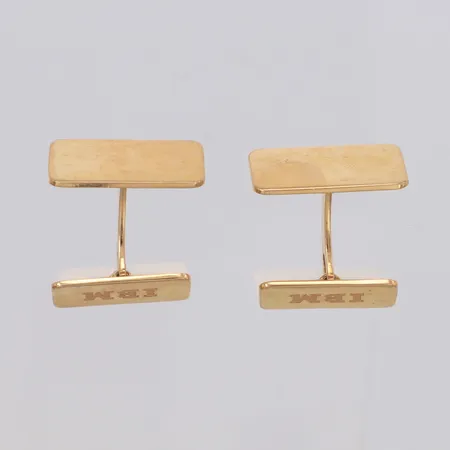 Manschettknappar, längd 12mm, bredd 20mm, Stockholm 1977, repiga, gravyr, 18K Vikt: 14,3 g