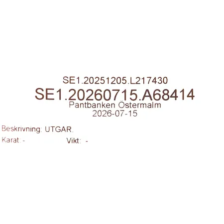 UTGÅR. Skickas med postpaket.