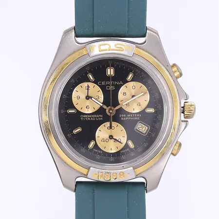 Herrur Certina DS Ø40mm, quartz, kronograf, datum, titan, 541.7090/7190.11, fungerande vid katalogisering, gulddetaljer mycket slitna, defekt krona, gummiband ej original