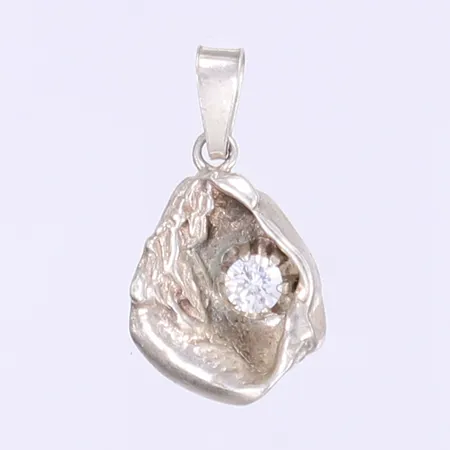 Hänge med vit sten 22x13mm 925/1000 silver Vikt: 1,8 g