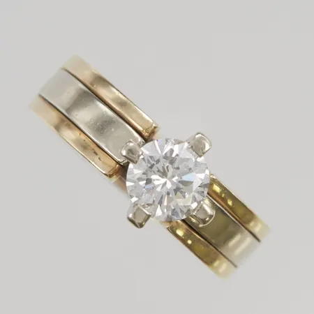Ring stl 16,5 bredd:5,7-9,0mm med diamant 1,00ct Wesselton SI2 14K, 7,2g.