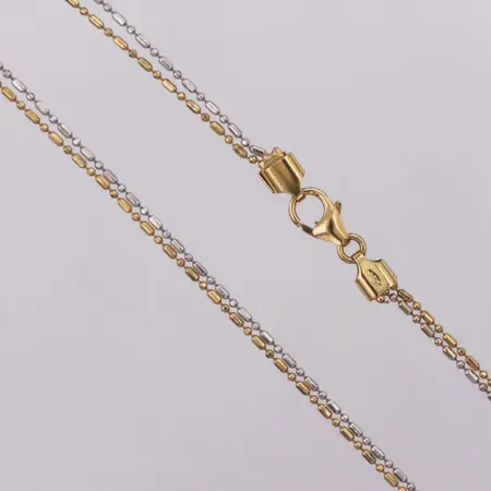 Collier tvåradigt tvåfärgat längd 45cm, bredd 1,9mm, 18K Vikt: 4,6 g