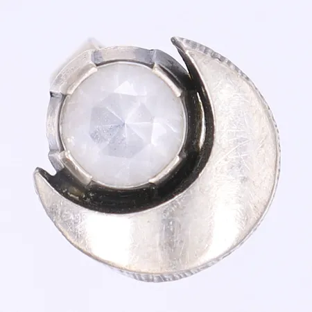 Ring med vit sten Karl Laine/Finnfeelings justerbar storlek, bredd 5-20mm, bruksslitage, Åbo Finland, silver 925/1000 Vikt: 7 g