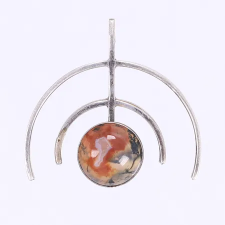 Hänge med agat Victor Jansson 36x38mm bruksslitage silver 830/1000 Vikt: 7,6 g