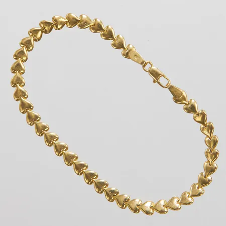 Armband, hjärtan, längd ca 18cm, bredd ca 4,5mm, ihålig, 18K Vikt: 3,7 g