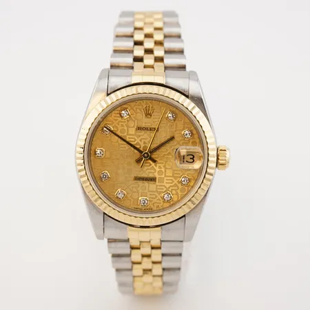 Rolex Datejust 31 Guld/stål med diamanttavla, Ref: 68273, serie nr: W821136, tillverkad ca: 1995. ej box ej cert