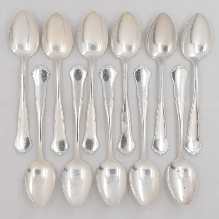 11 Kaffeskedar modell Viktoria längd 11,5cm sliten silver 830/1000 Vikt: 134,1 g