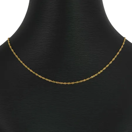 Halskedja Singapore i 18K guld, UnoAerre Italien, längd 42,0 cm, bredd 1,3 mm, fint skick Vikt: 1,5 g